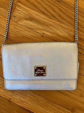 Lauren Ralph Lauren Metallic Silver Crossbody Chain Bag